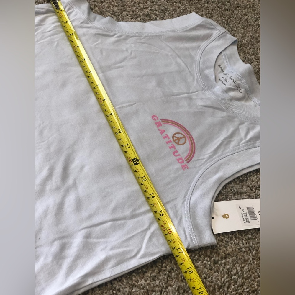 SPIRITUAL GANGSTER "My Attitude Is Gratitude" White Crop Tee Sz XS - Picture 6 of 7